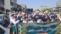 ۷۳۰ خادمیار رضوی در بهشهر هم‌نوا با «یا رضا» پیاده‌روی کردند