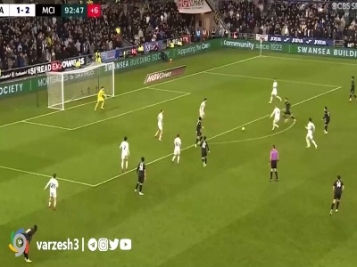 گل سوم منچسترسیتی توسط رایان چرکی در دقیقه ۹۰+۳