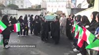 تشییع پیکر سه شهید گمنام توسط دانش‌آموزان عباس‌آباد