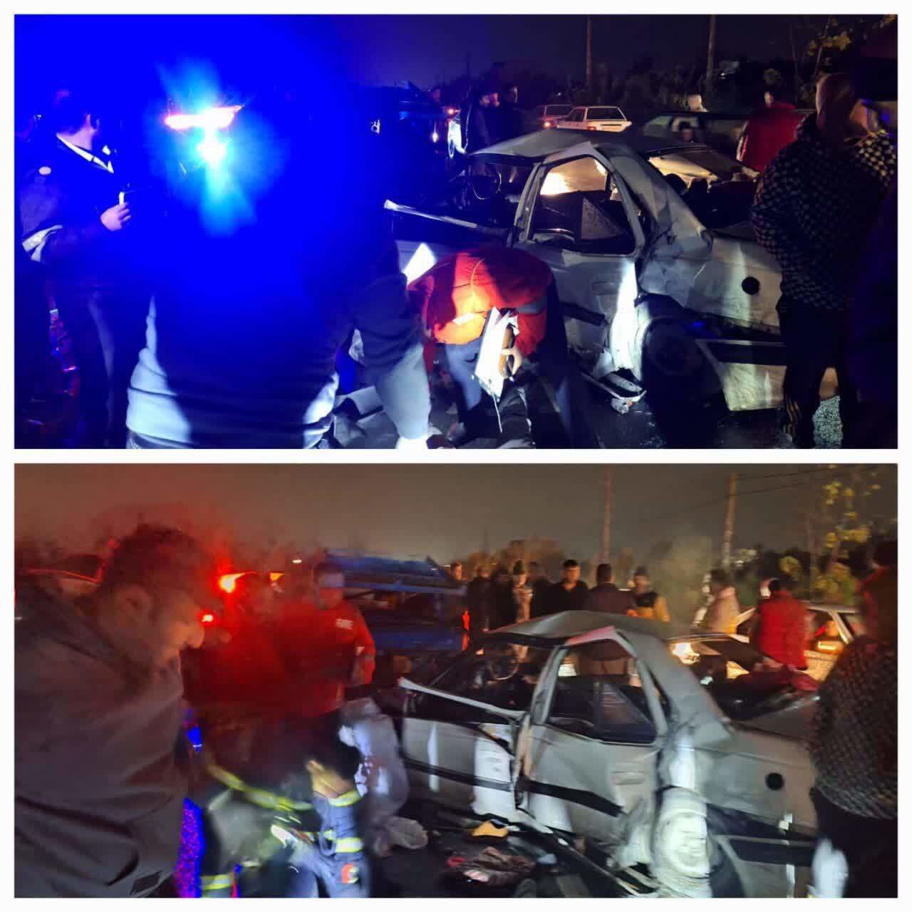 برخورد دو خودرو در جاده بابل به بهنمیر؛ ۳ کشته و ۵ مصدوم